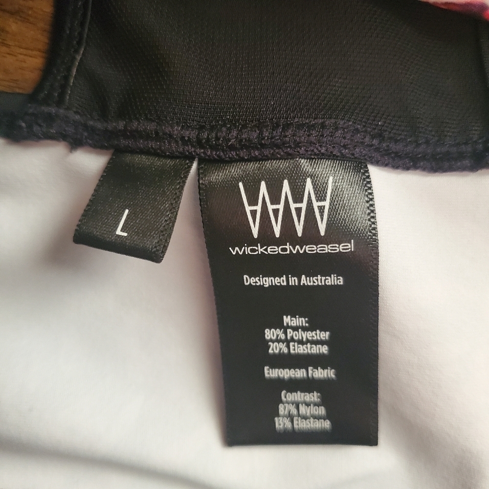 Wicked Weasel Womens Large Sexy 717 Electra Pink Print & Black Sports Bra #77 - Picture 10 of 10
